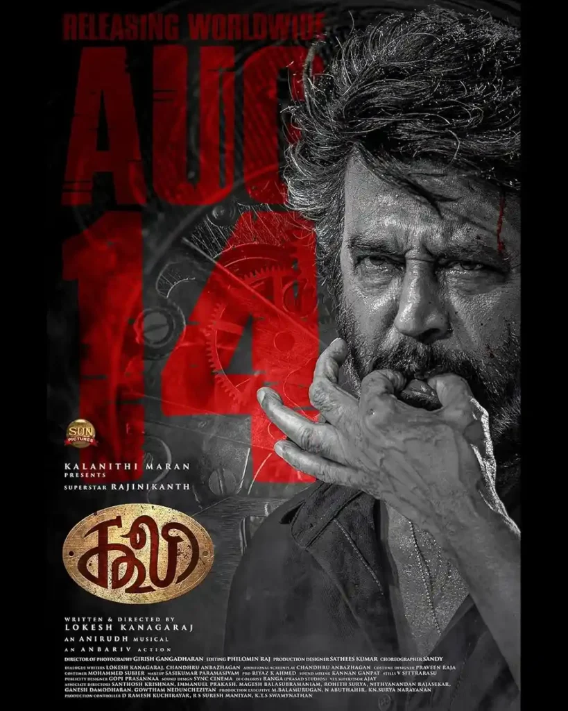 Rajinikanth in a fiery action pose from Coolie teaser