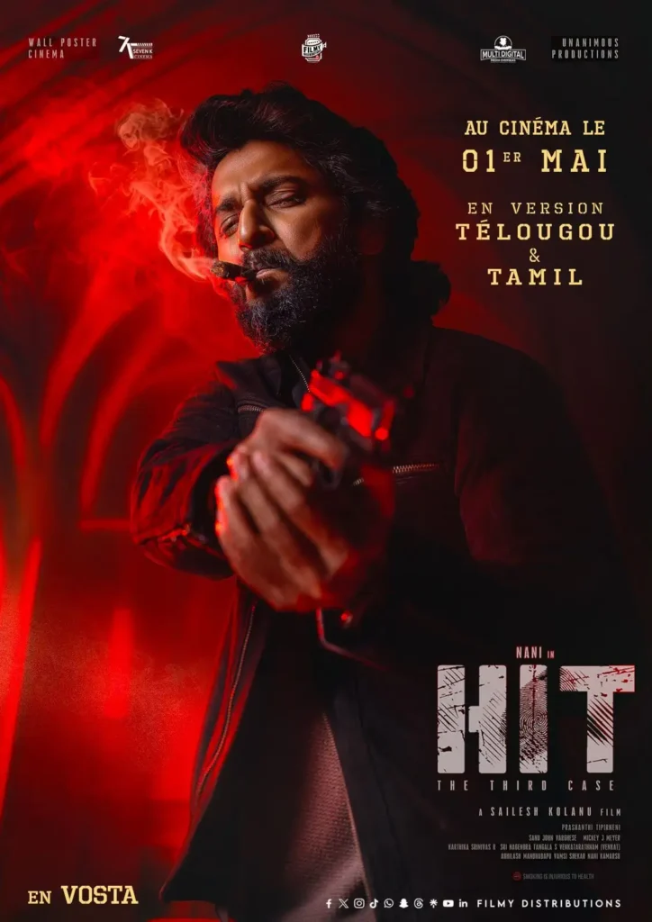 Nani in HIT 3 as Arjun Sarkaar holding a gun – intense moment from the thriller HIT: The Third Case