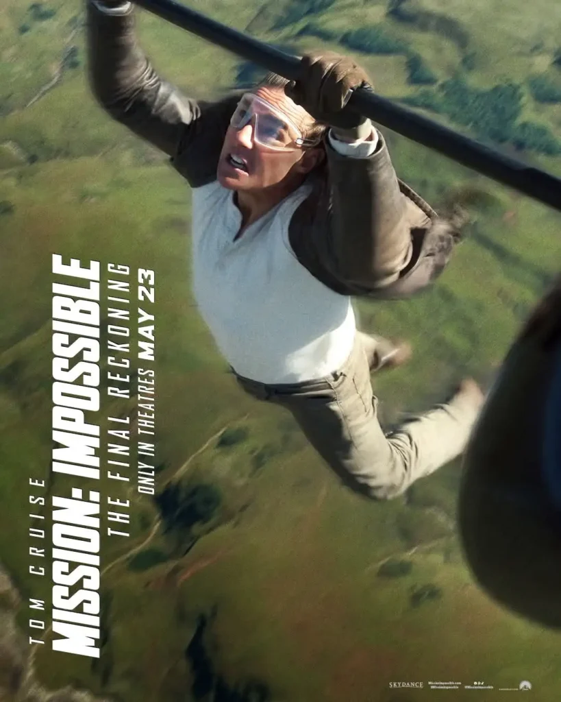 Tom Cruise performs a stunt in Mission Impossible The Final Reckoning 2025